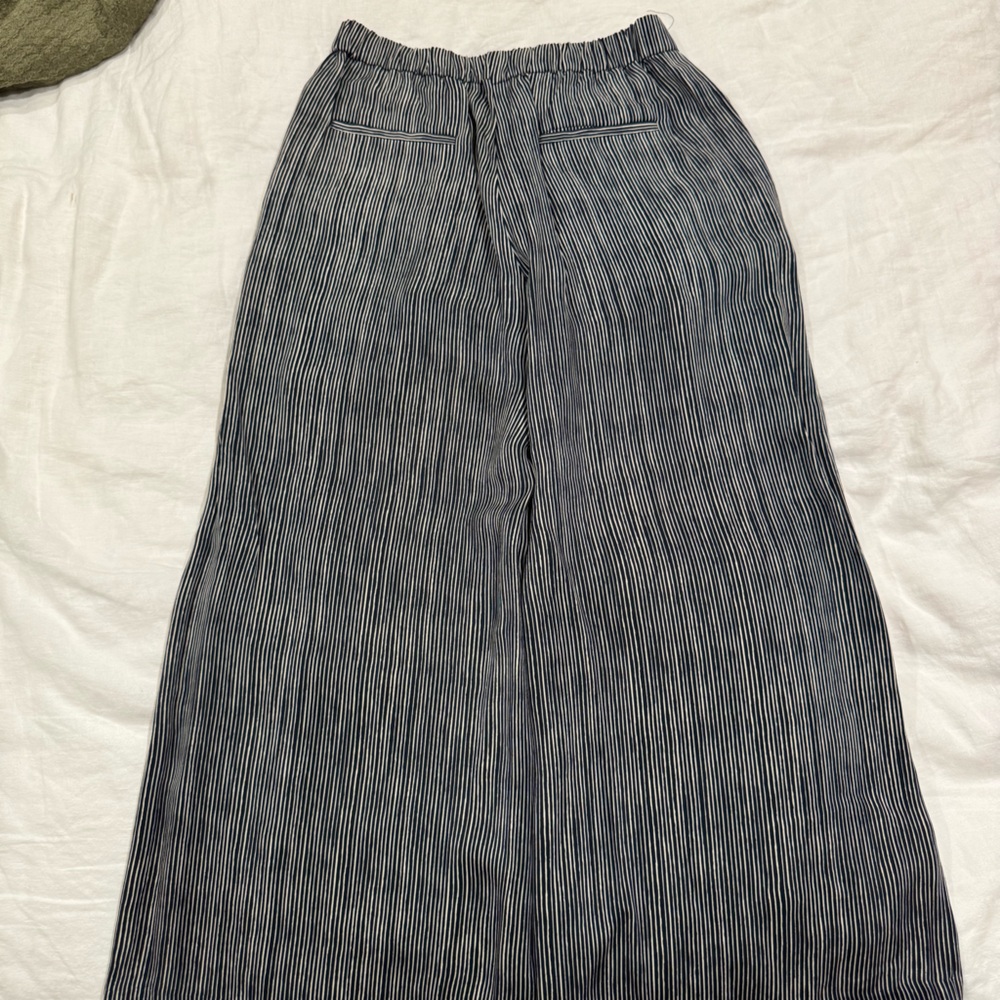 Theory Silk Striped Wide Leg Pants